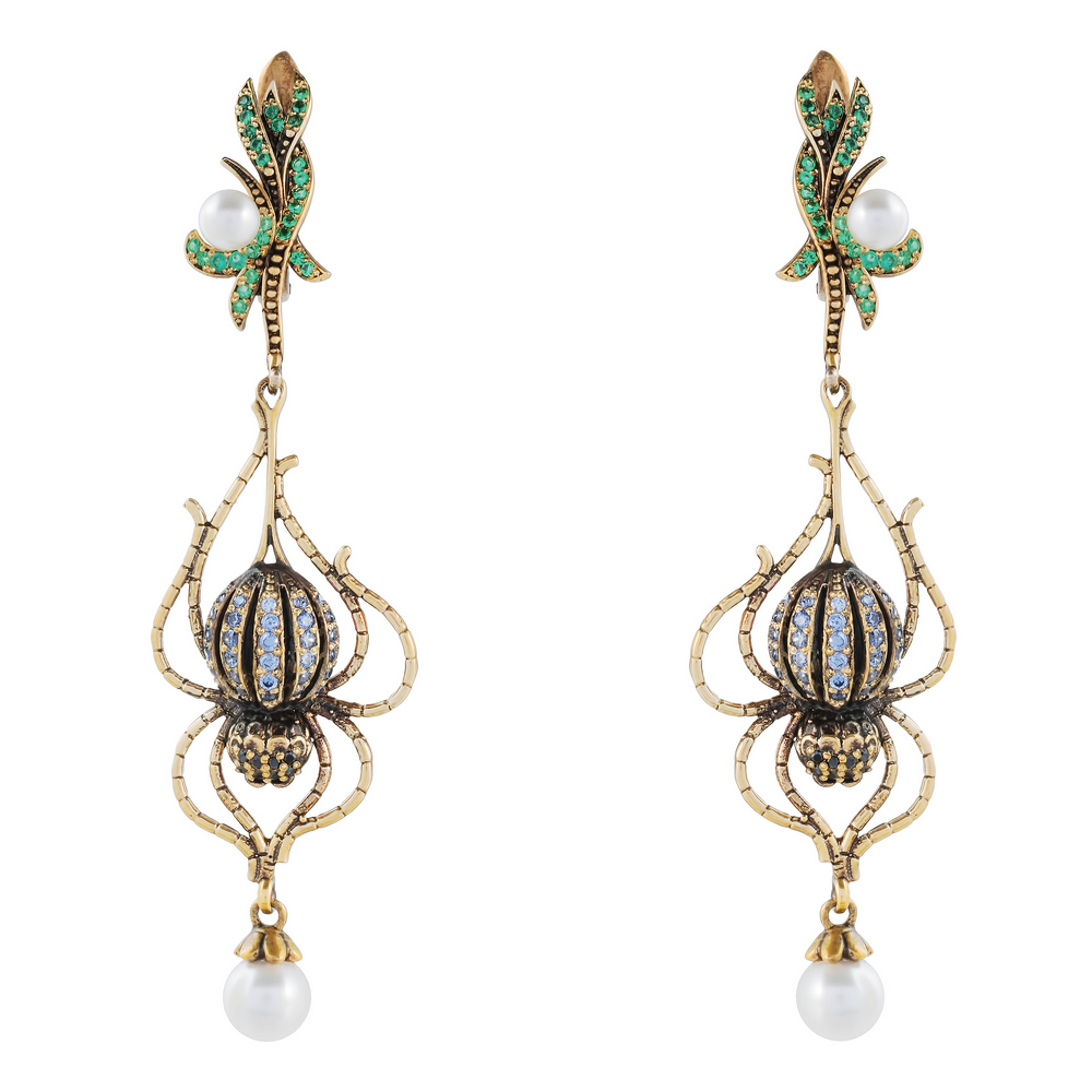 OR0107 GRANAT/OLIVE Earings Ragno Art Nouveau