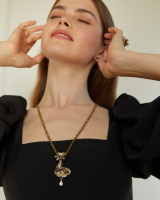 CO1702 PEARL Necklace/Broosh Rana di loto