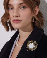 CO2907 PEARL Broosh/Necklace feather with pearls