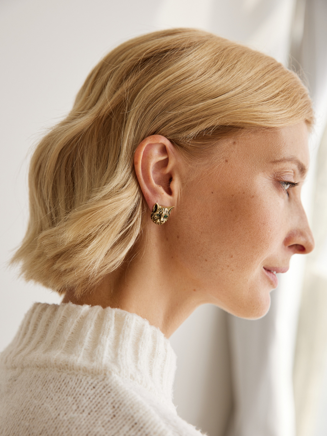 OR3202 Earings пусеты GATTO E TOPO