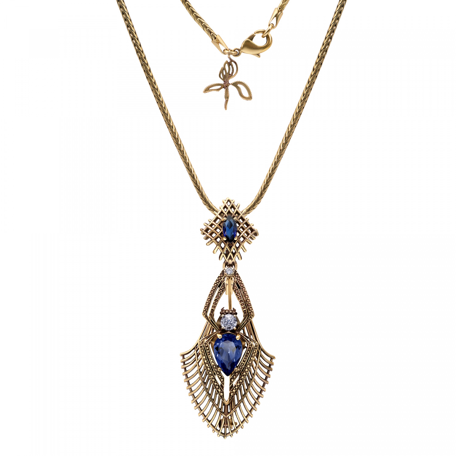 SP310721 TANZANITE Necklace/Broosh RAGNO ART DECO